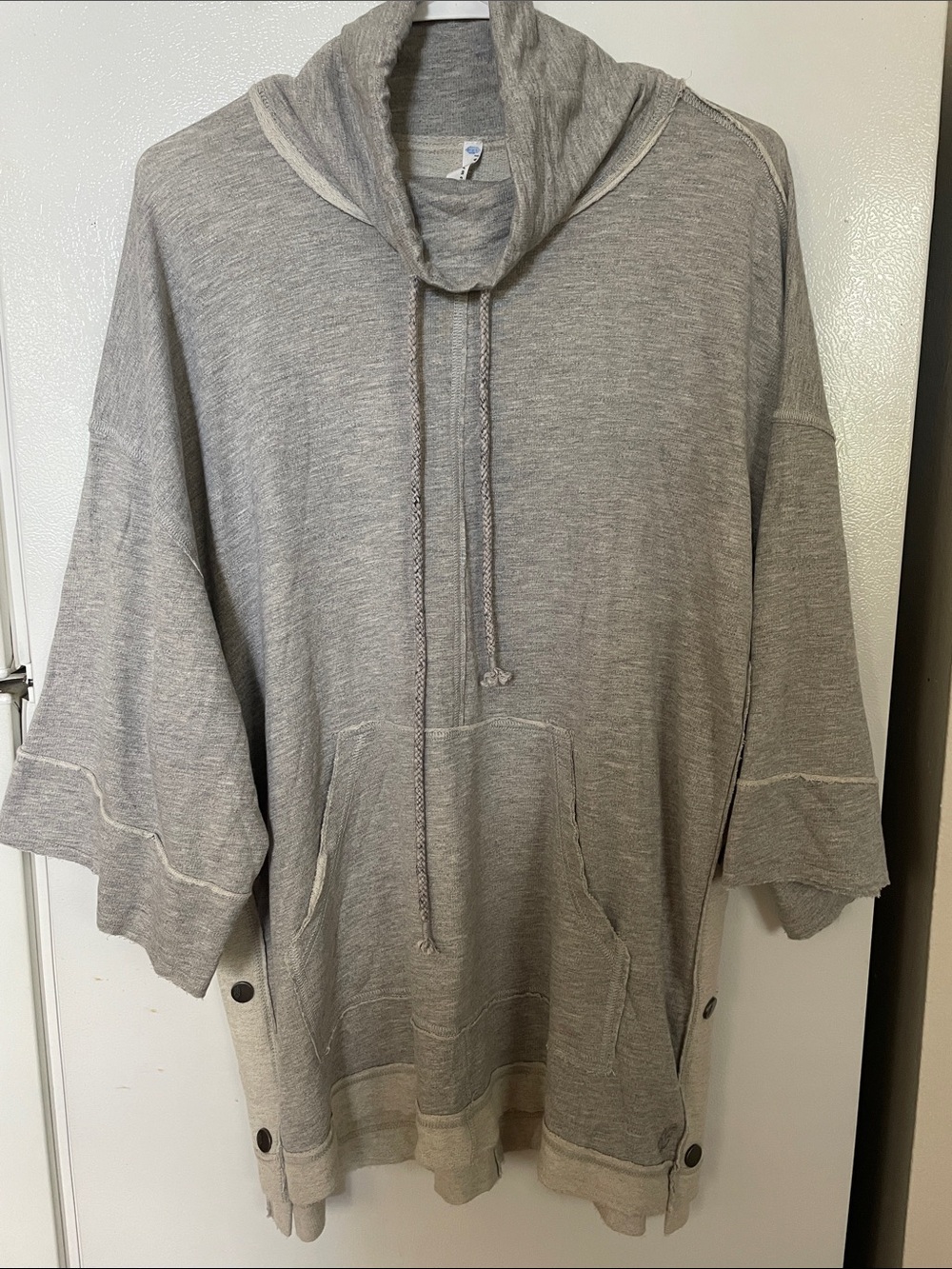 Free People Movement Medium Viscose Cotton Blend Unique Gray Oversized Tunic Top